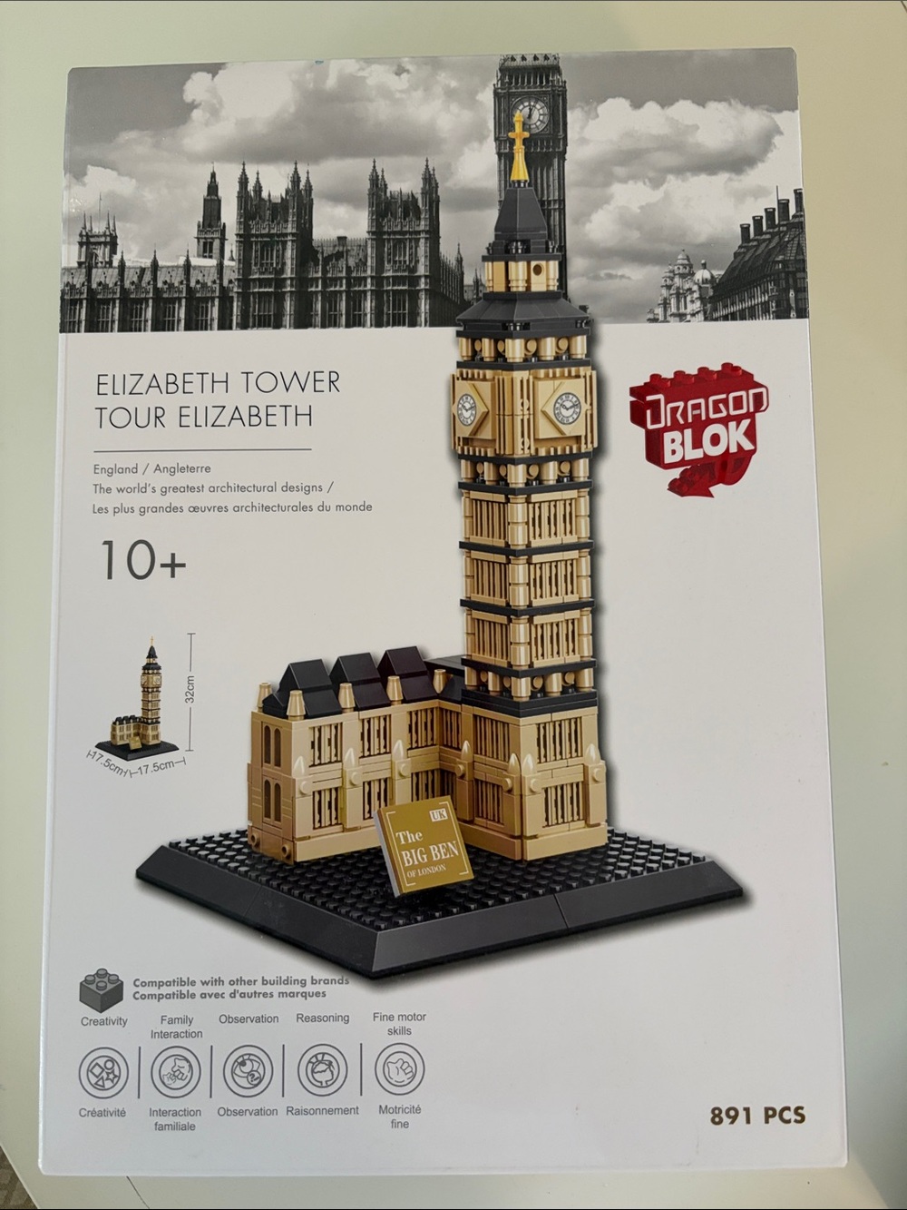 Lego Gold & Black Elizabeth Tower Building Set
